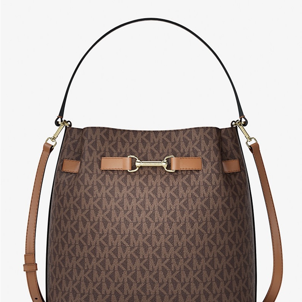 Michael Kors Carson Medium Signature Logo Convertible Bucket Crossbody Bag